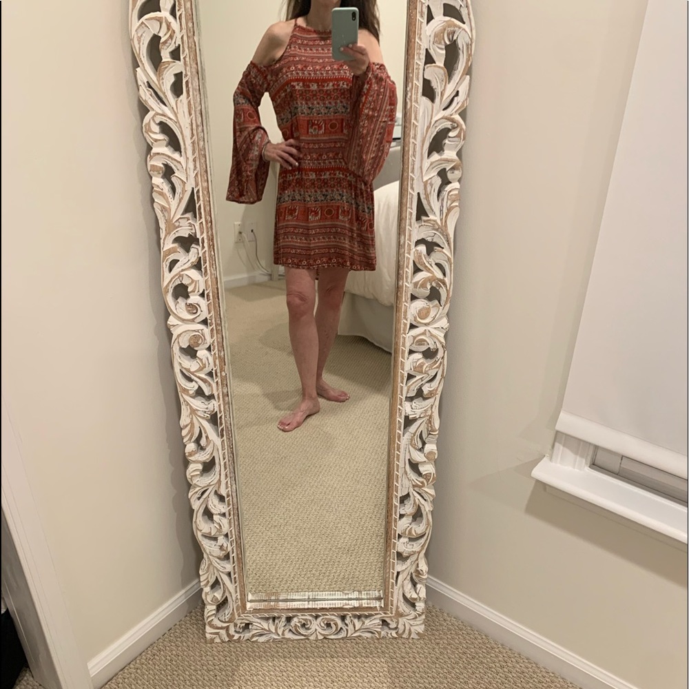 Dress with cut out shoulders/ bell sleeves/ low back